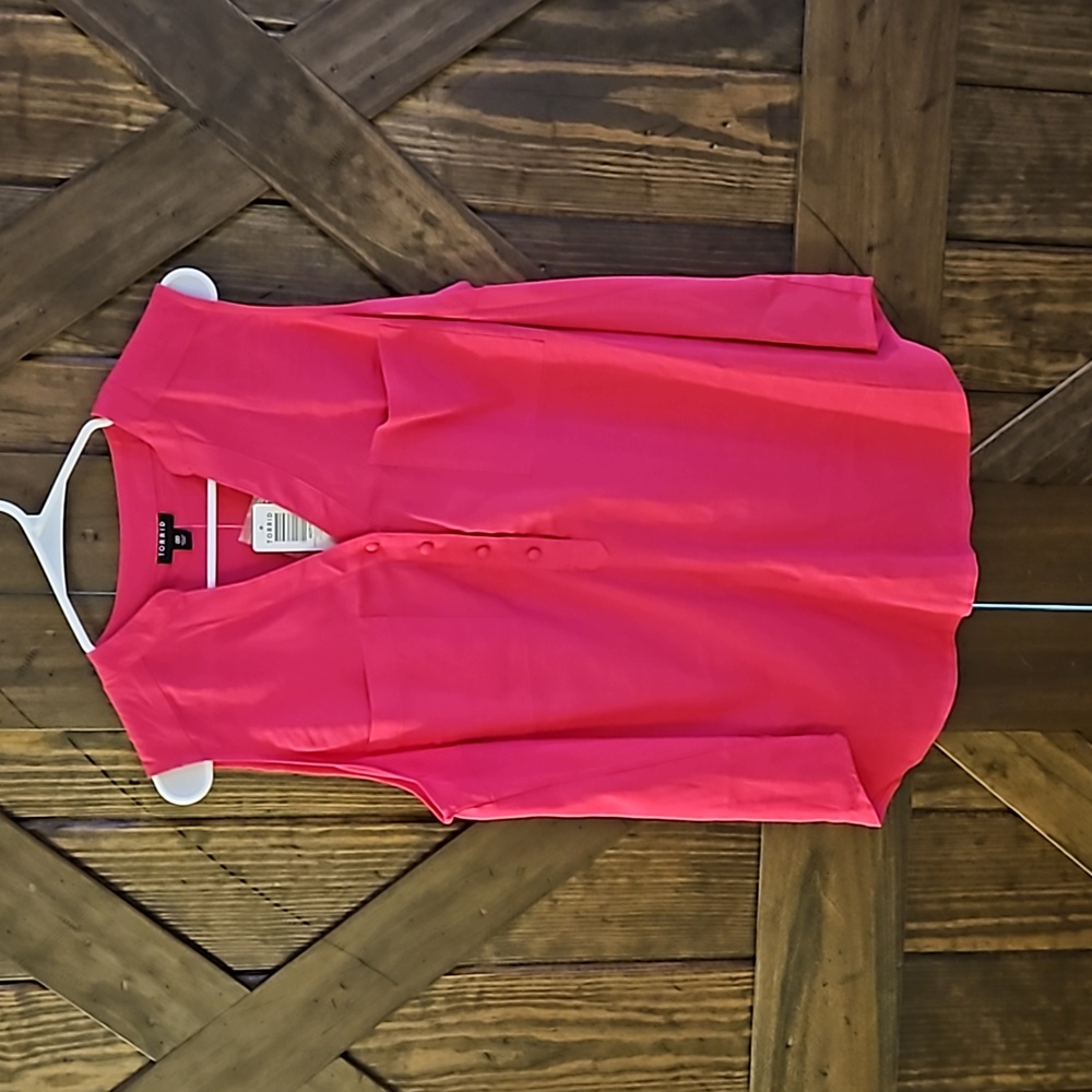 Torrid Harper Linen Pullover Tank Pink Peacock 00 M/L 10
